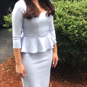 Light blue, beautiful sky blue peplum dress